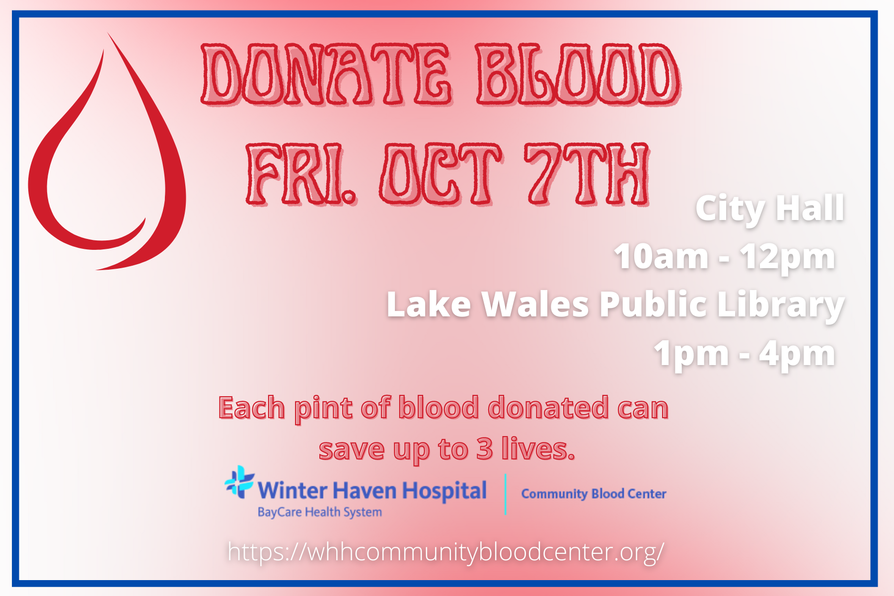 Bloodmobile at the Library today