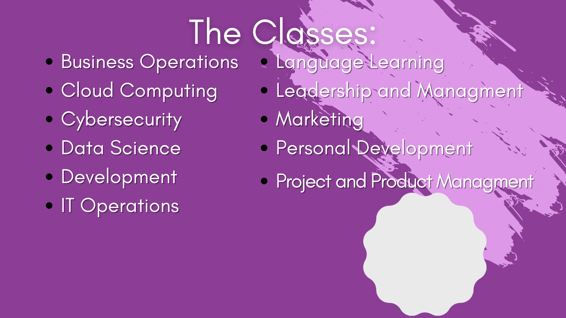 Udemy classes including business operations and more