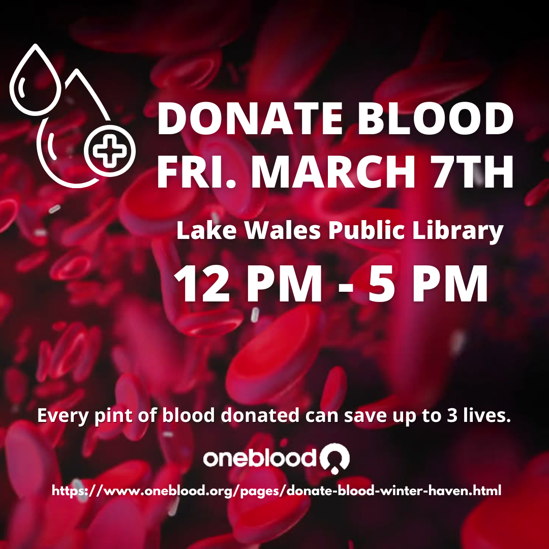Donate Blood Friday March 7th noon-5 PM
